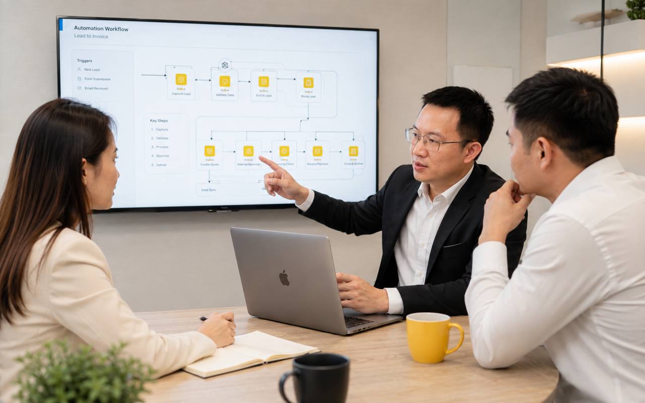 Ethan Tran reviewing workflow systems